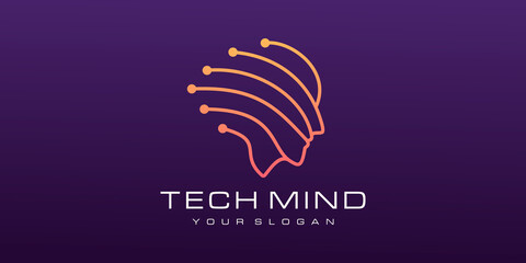 Head tech logo, robotic technology logo vector design inspiration