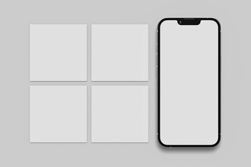 Blank phone illustration. Social media post illustration. 3D Render.
