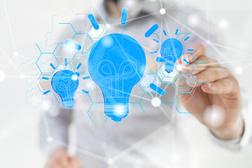 Neural network 3D illustration. Big data and cybersecurity