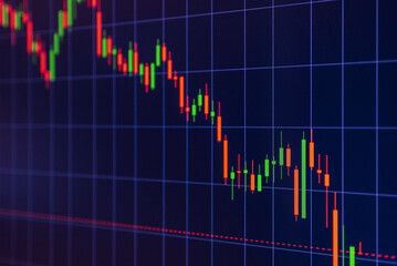 Daily trading prices stock market graph showing on the screen.Daily investor's business everyday life.Selective focus.