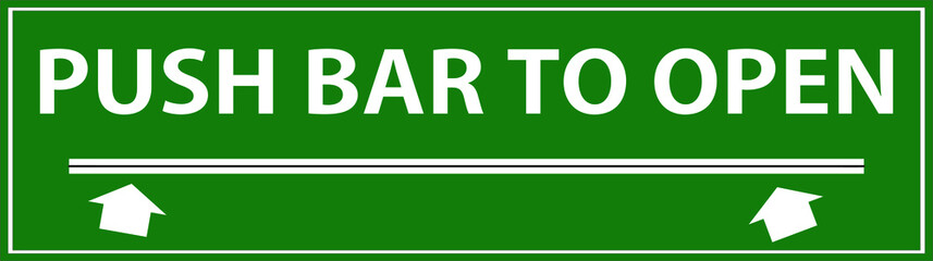 Push bar to open green color sign board vector, fire safety notice