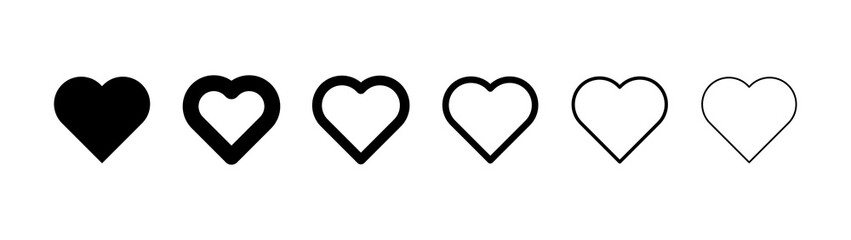 Heart icons. Set of heart pictogram. Valentine's day and love symbol.