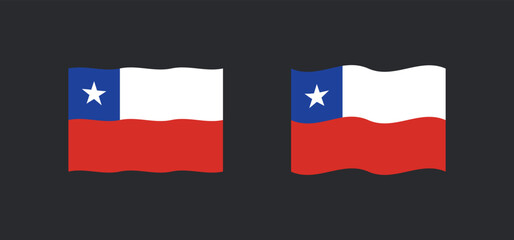 Flag of Chile. Set of chilean national symbol in different waving shapes.