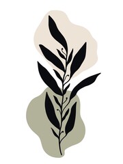 Silhouette of plant with abstract shapes.