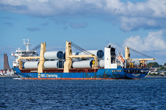KIEL, GERMANY - JUNE 13, 2022: general cargo vessel BBC SAPPHIRE in the Kiel fjord