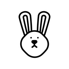Bunny Icon. Line Art Style Design Isolated On White Background
