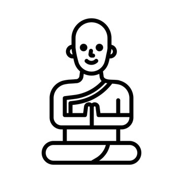 Buddhist Icon. Line Art Style Design Isolated On White Background