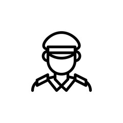 Captain Icon. Line Art Style Design Isolated On White Background