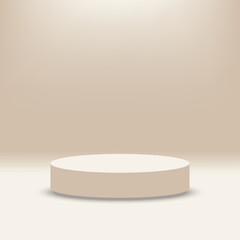 Stage showcase on pedestal display beige studio. 3d background products display podium scene with geometric platform. background vector 3d rendering with podium. stand to show cosmetic products. 