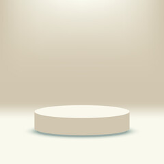 Stage showcase on pedestal display beige studio. 3d background products display podium scene with geometric platform. background vector 3d rendering with podium. stand to show cosmetic products. 