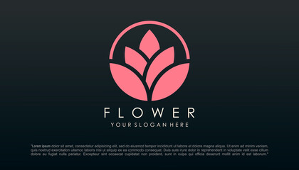 Lotus flower yoga logo design vector.