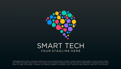 Brain tech logo design. Artificial intelligence and technology logo Vector design