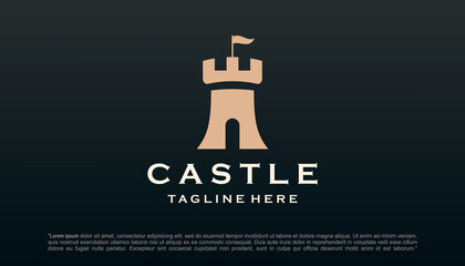 Castle Logo Design Template Flat Style Vector