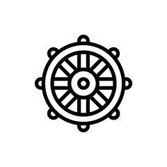 Dharma Wheel Icon. Line Art Style Design Isolated On White Background