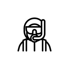 Diver Icon. Line Art Style Design Isolated On White Background