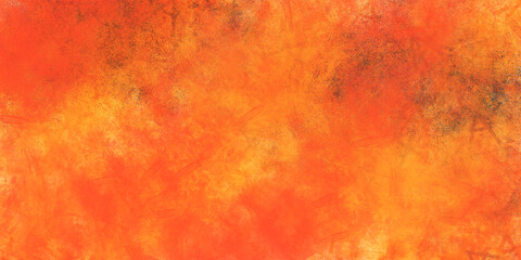 High- resolution Horizontal yellow and orange grunge texture cement or concrete. Watercolor red and orange color abstract banner.