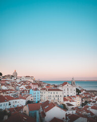 Naklejka premium sunset view of lisbon city