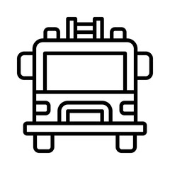 Fire Truck Icon. Line Art Style Design Isolated On White Background