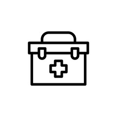 First Aid Kit Icon. Line Art Style Design Isolated On White Background