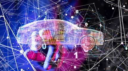 digital car technology smart in virtuel room