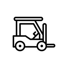 Forklift Icon. Line Art Style Design Isolated On White Background