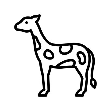 Giraffe Icon. Line Art Style Design Isolated On White Background