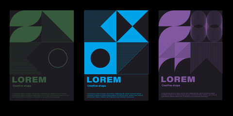 Cool geometric backgrounds for posters, flyers, brochures. Minimal covers design. Vector illustration in bauhause style