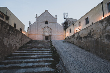 Italy, July 2022: architectural and naturalistic details on the island of San Nicola in the...