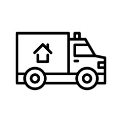Home Delivery Icon. Line Art Style Design Isolated On White Background