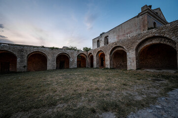 Italy, July 2022: architectural and naturalistic details on the island of San Nicola in the...