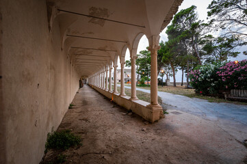 Italy, July 2022: architectural and naturalistic details on the island of San Nicola in the...