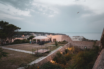 Italy, July 2022: architectural and naturalistic details on the island of San Nicola in the...