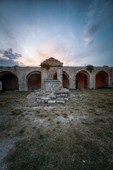 Italy, July 2022: architectural and naturalistic details on the island of San Nicola in the...