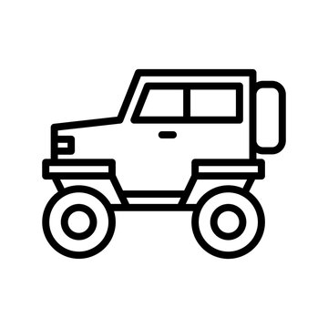 Jeep Icon. Line Art Style Design Isolated On White Background