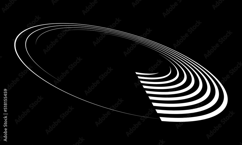 Fototapete Circle with white speed lines as dynamic abstract vector background or logo or icon. Artistic illustration with perspective on black background.