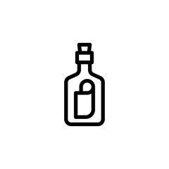 Message In A Bottle Icon. Line Art Style Design Isolated On White Background