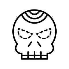 Mexican Skull Icon. Line Art Style Design Isolated On White Background