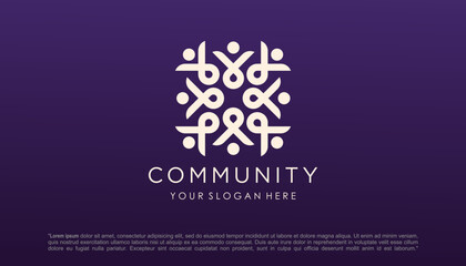 Obraz na płótnie Canvas Social Network Team Partners Friends logo design vector