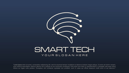 Brain tech logo design. Artificial intelligence and technology logo Vector design