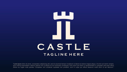 Castle Logo Design Template Flat Style Vector