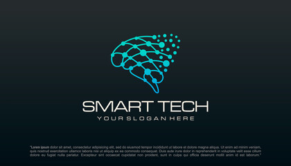 Brain tech logo design. Artificial intelligence and technology logo Vector design