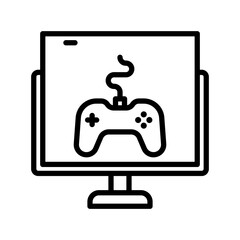 Video Games Icon. Line Art Style Design Isolated On White Background