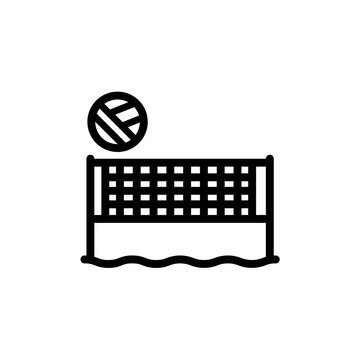 Volley Icon. Line Art Style Design Isolated On White Background