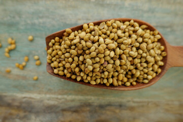 Coriander seeds - common Indian curry spices. 