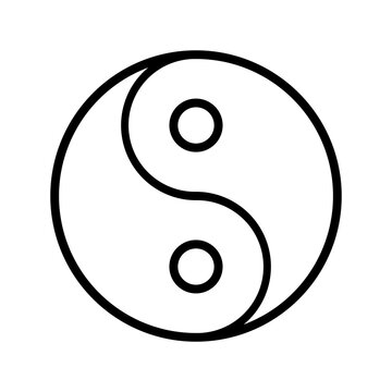 Yin Yang Icon. Line Art Style Design Isolated On White Background