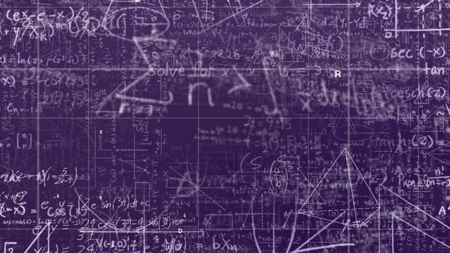 Animation of math formulas on violet background