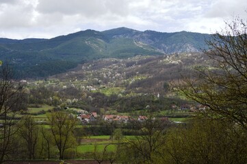 Fototapeta na wymiar landscape of the village in spring