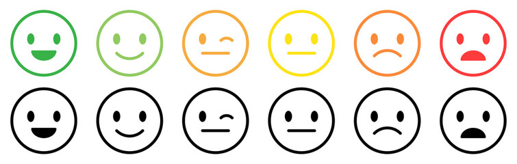 Face icon set. Satisfaction rating. Vector illustration