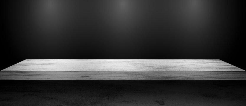 3d rendering of a wooden table, shelf isolated on black background