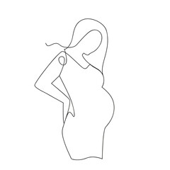 Pregnant woman line art, one line hand drawing of a woman with a belly preparing for motherhood